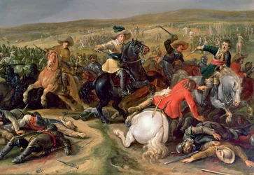 Gustav II. Adolf, König von Schweden (1595-1632), führt 1632 in der Schlacht bei Lützen einen Kavallerieangriff an